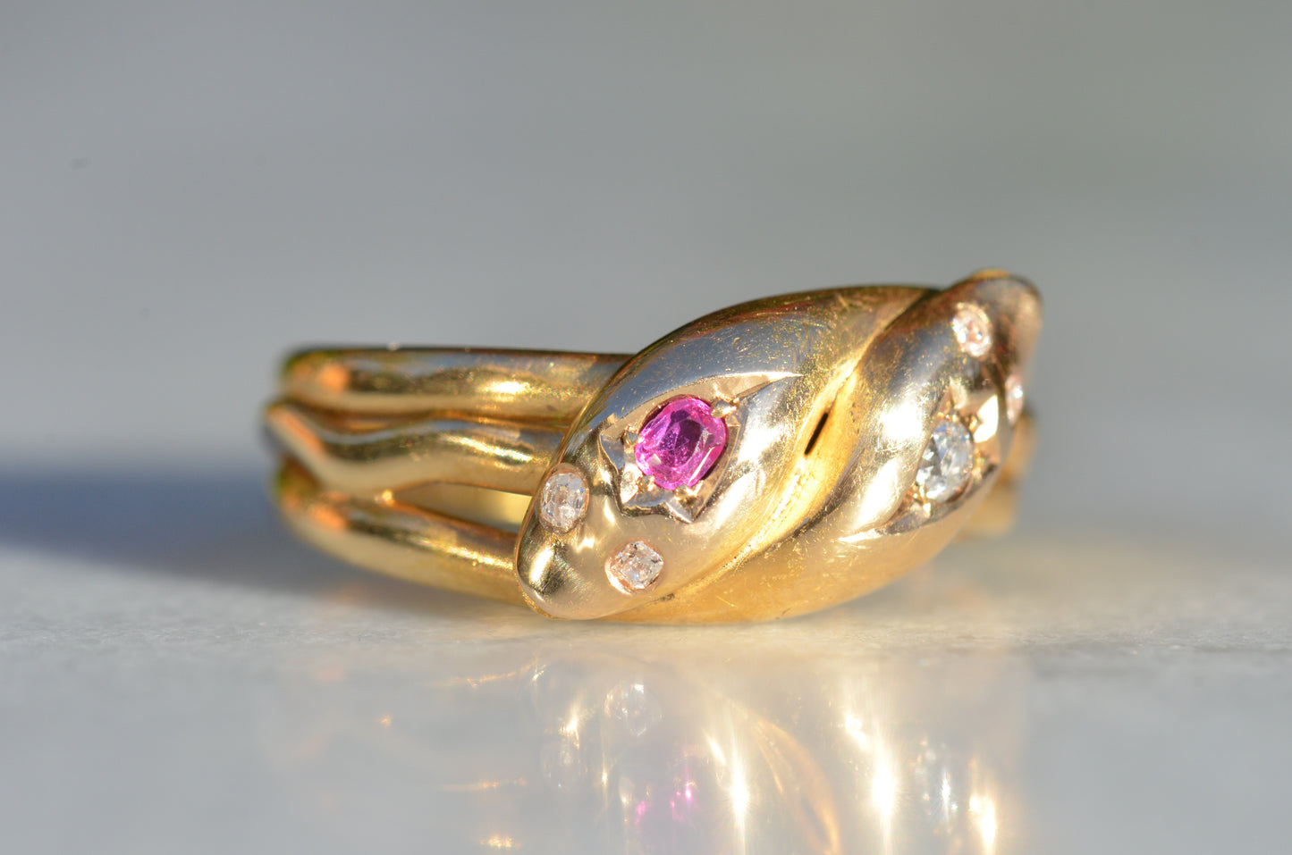 Romantic Victorian Twin Snakes Ring