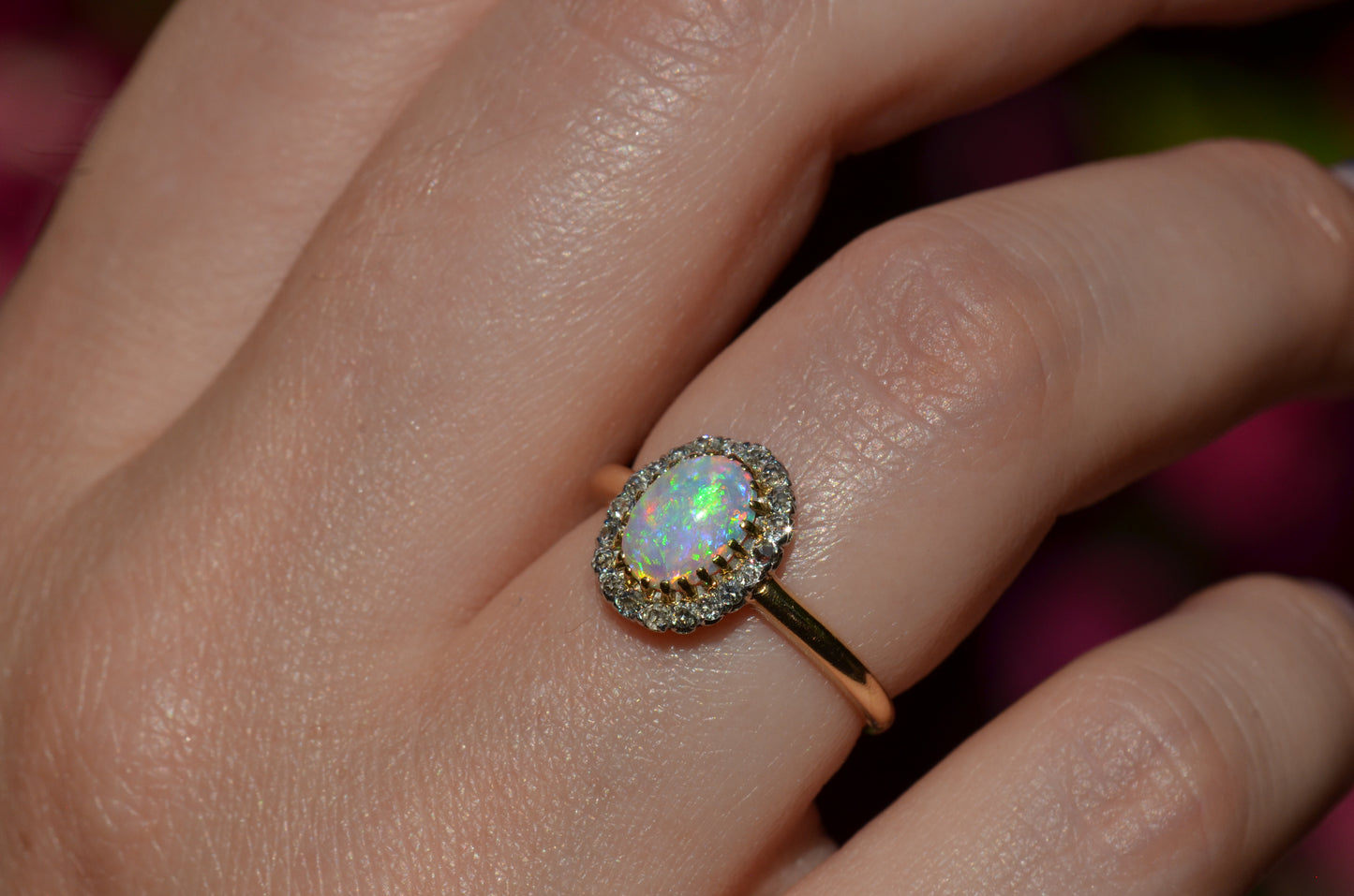 Dazzling Antique French Opal Halo