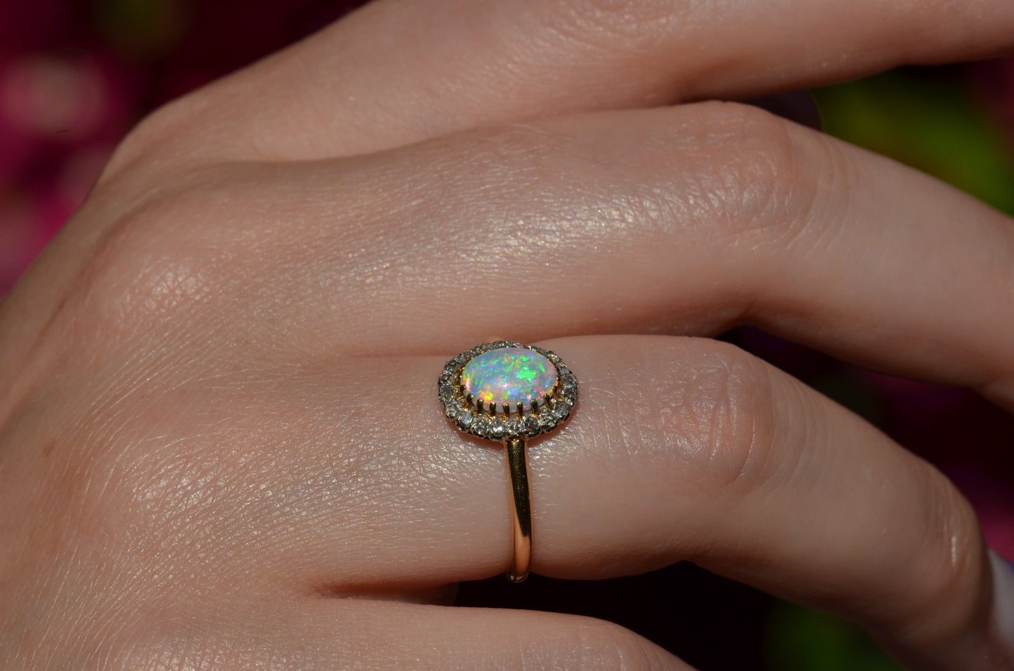 Dazzling Antique French Opal Halo
