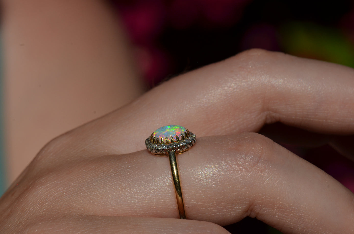 Dazzling Antique French Opal Halo