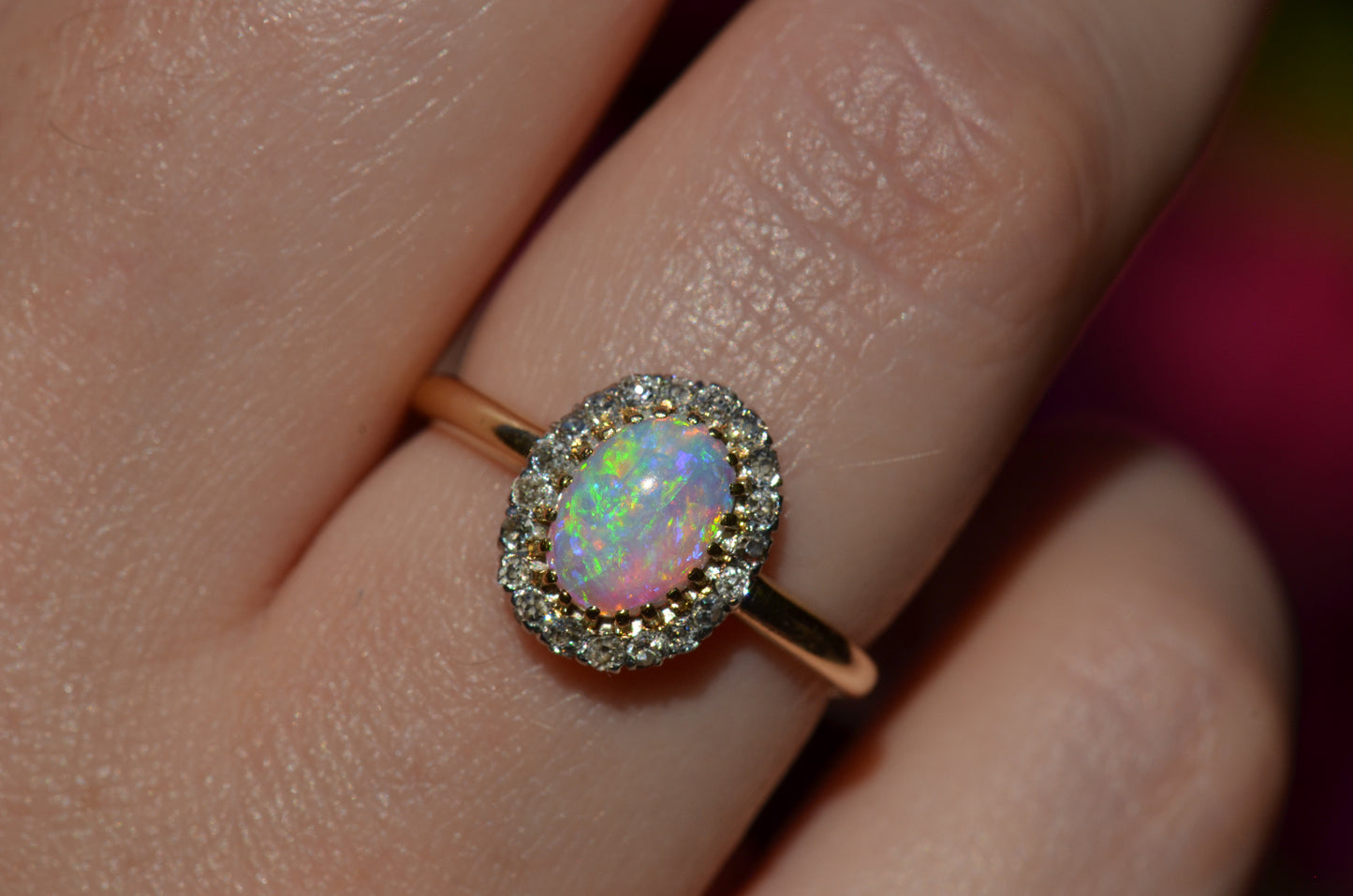 Dazzling Antique French Opal Halo