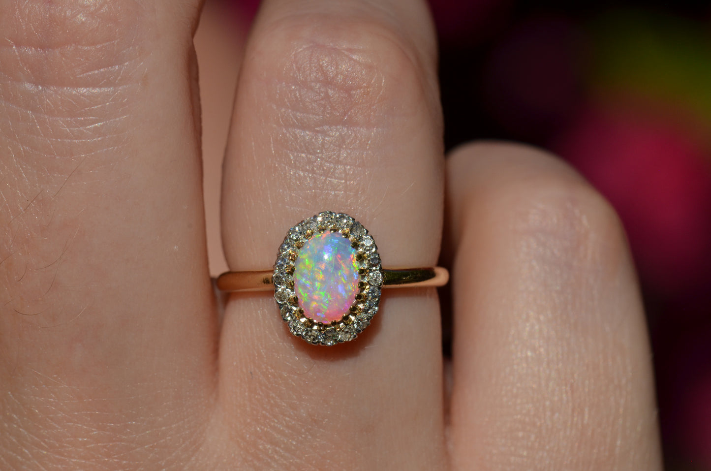 Dazzling Antique French Opal Halo