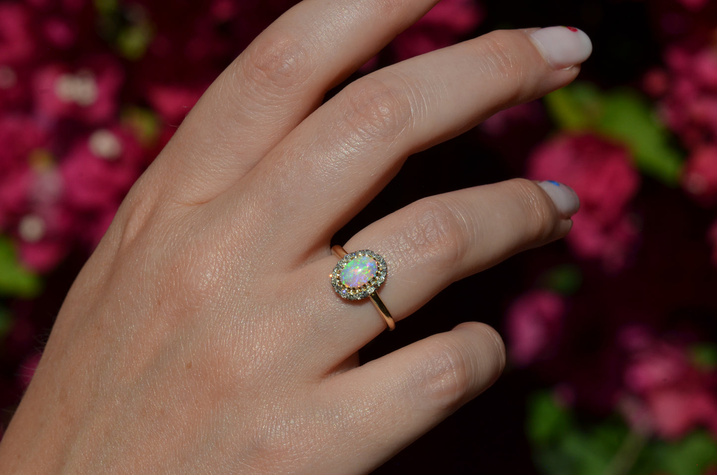 Dazzling Antique French Opal Halo