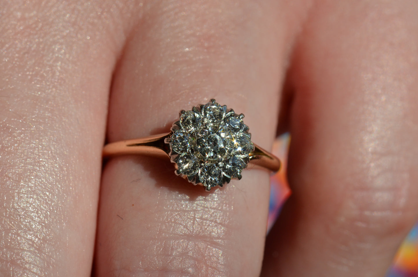 Scintillating Vintage Old Euro Cluster Ring