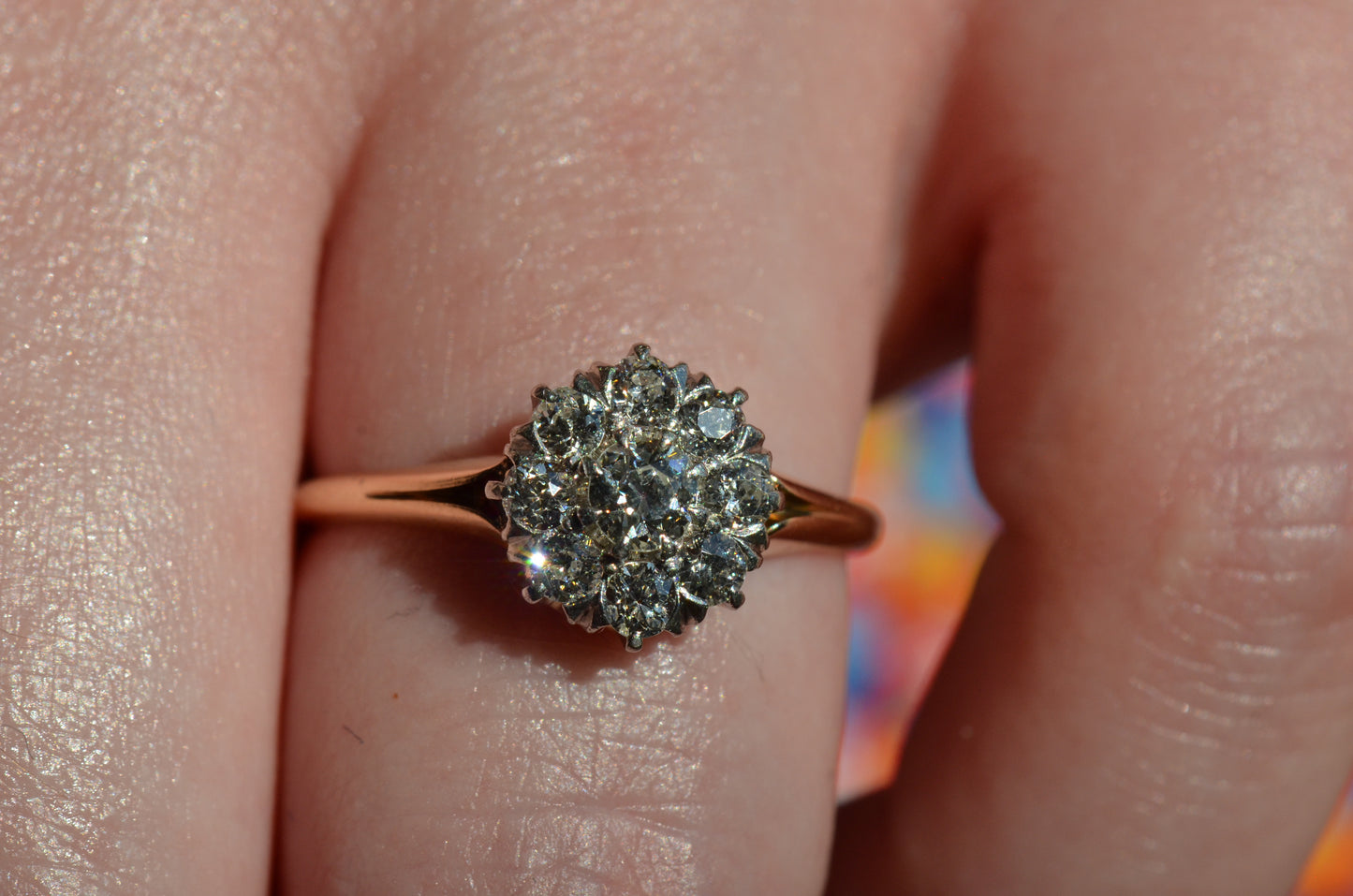 Scintillating Vintage Old Euro Cluster Ring