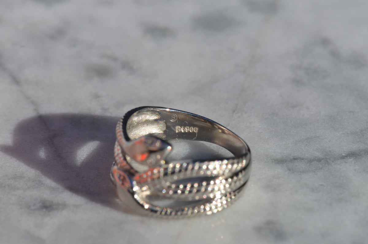 Slim Platinum Double Snake Ring