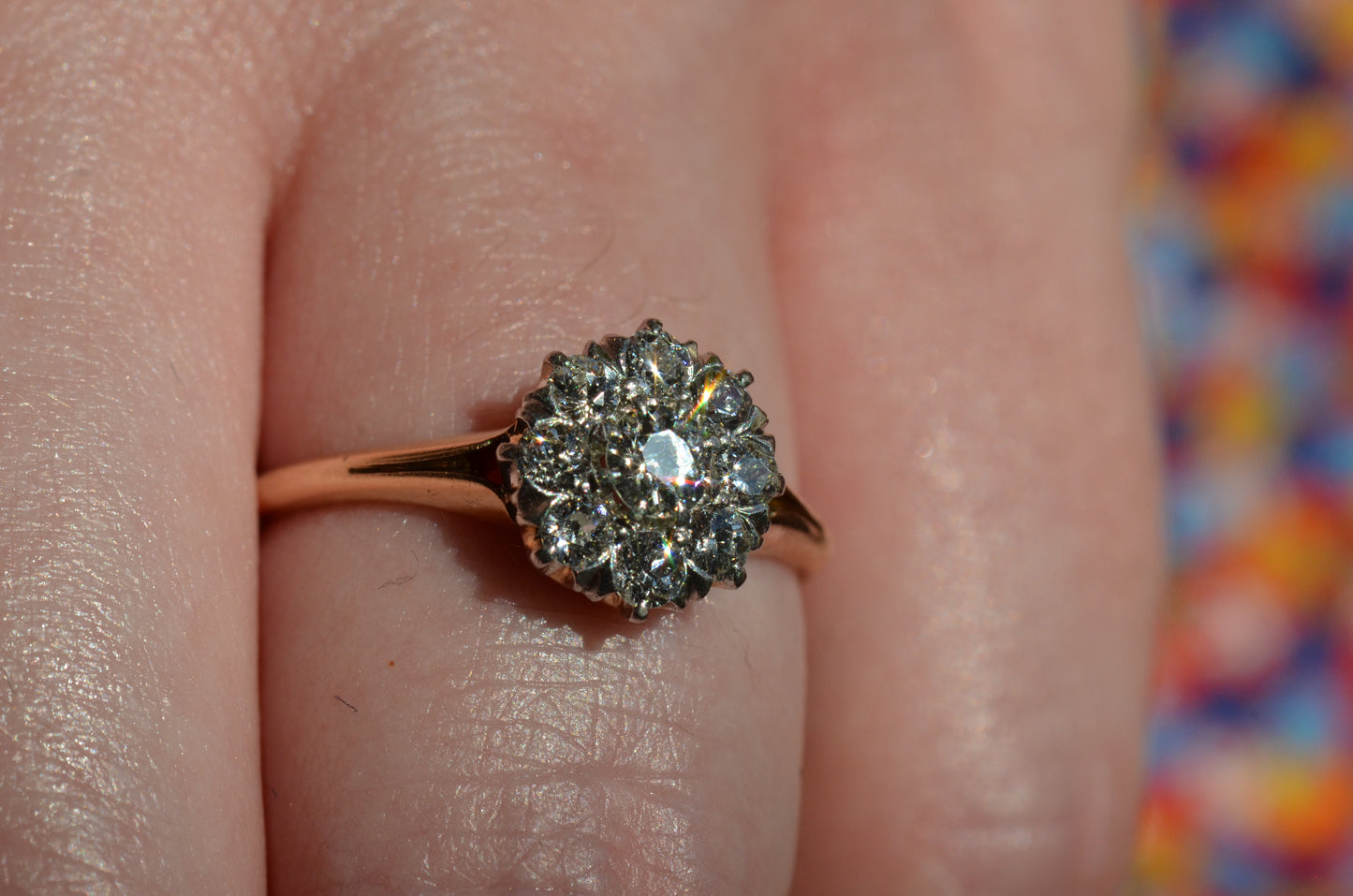 Scintillating Vintage Old Euro Cluster Ring