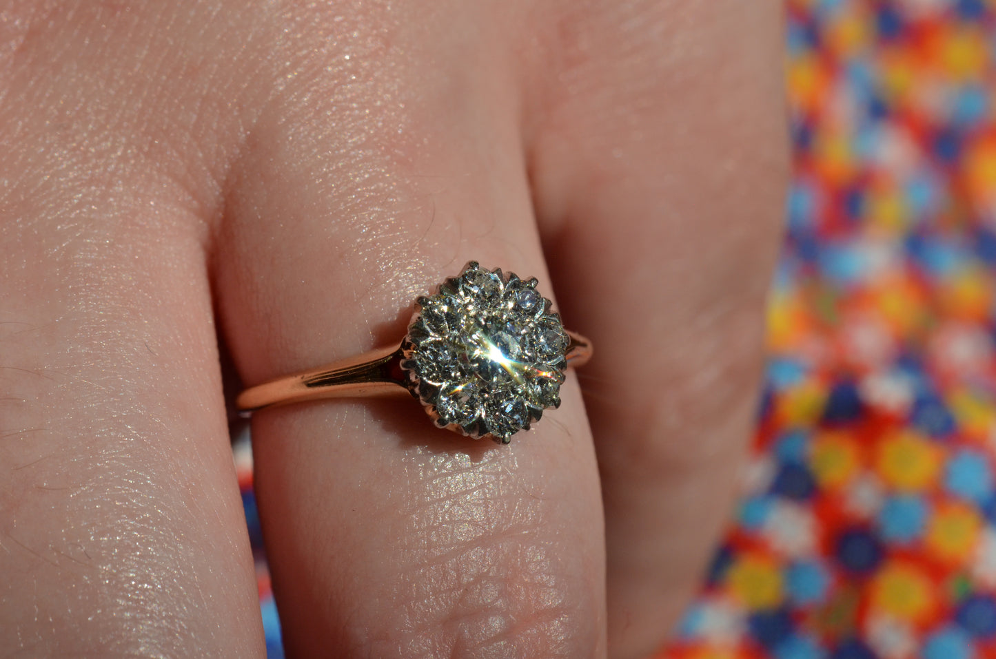 Scintillating Vintage Old Euro Cluster Ring