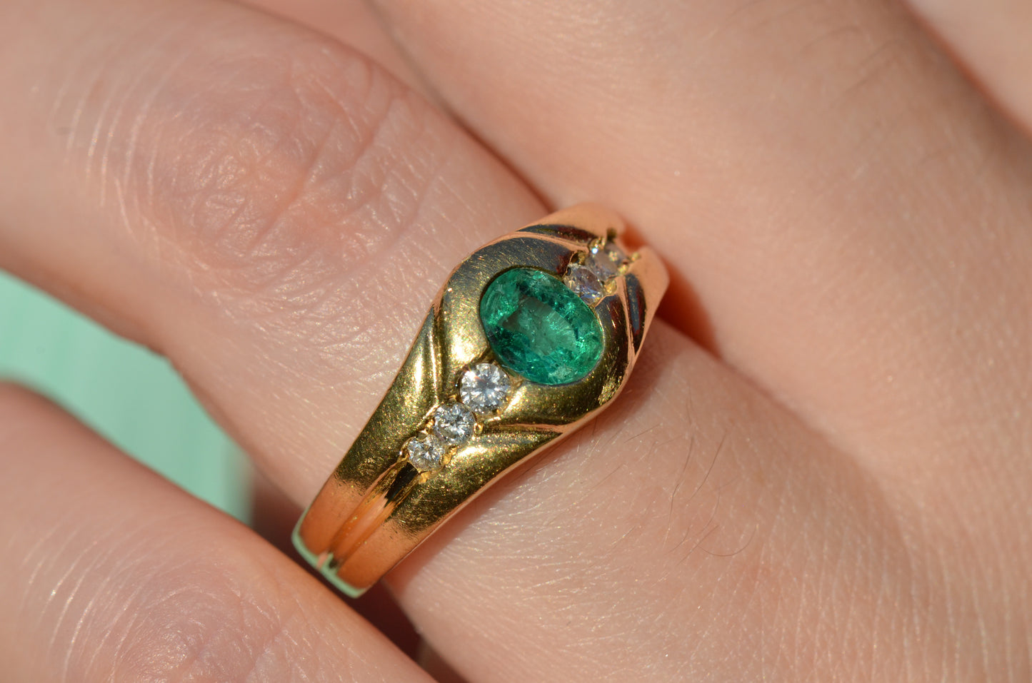 Heavy Glam French Emerald Ring