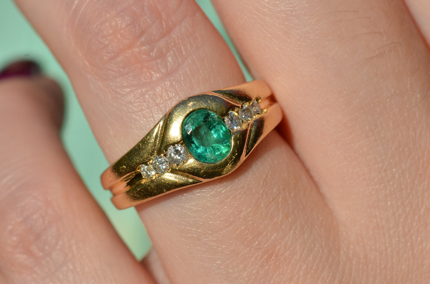 Heavy Glam French Emerald Ring