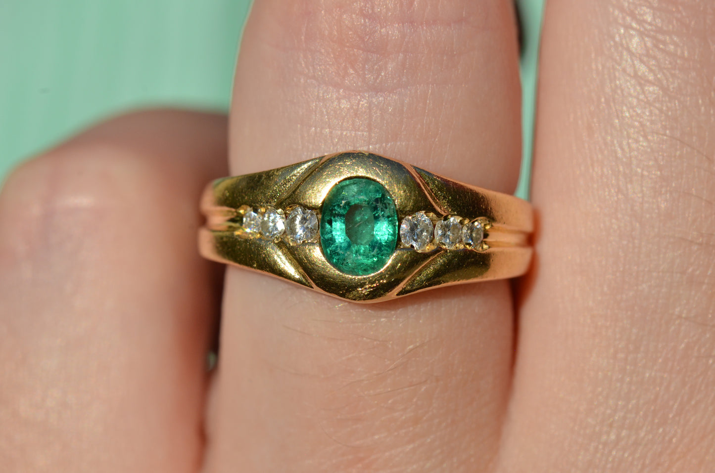 Heavy Glam French Emerald Ring