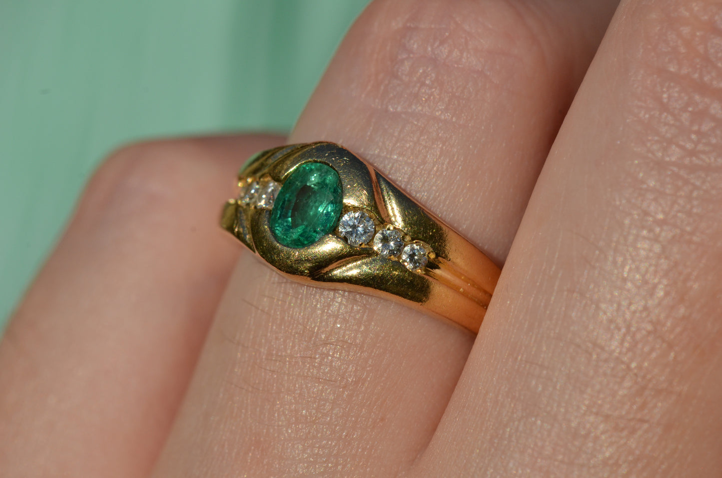 Heavy Glam French Emerald Ring
