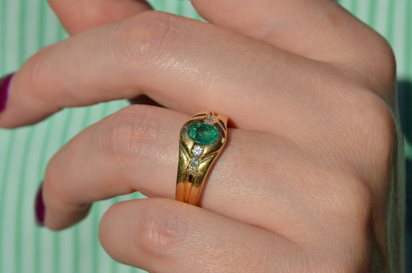 Heavy Glam French Emerald Ring