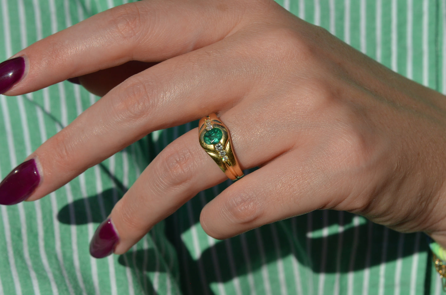 Heavy Glam French Emerald Ring