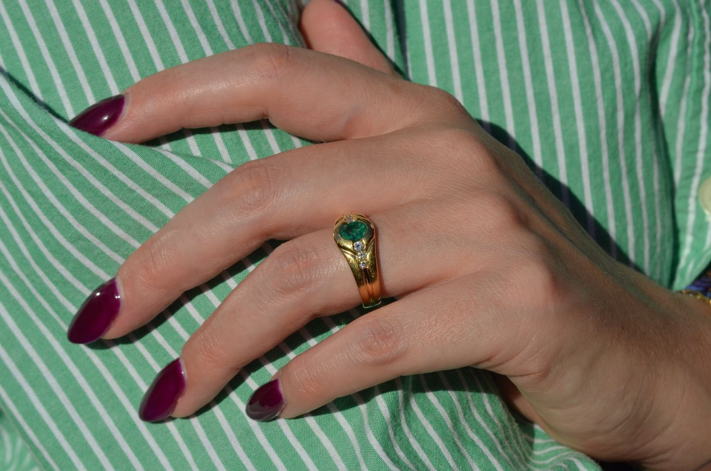 Heavy Glam French Emerald Ring