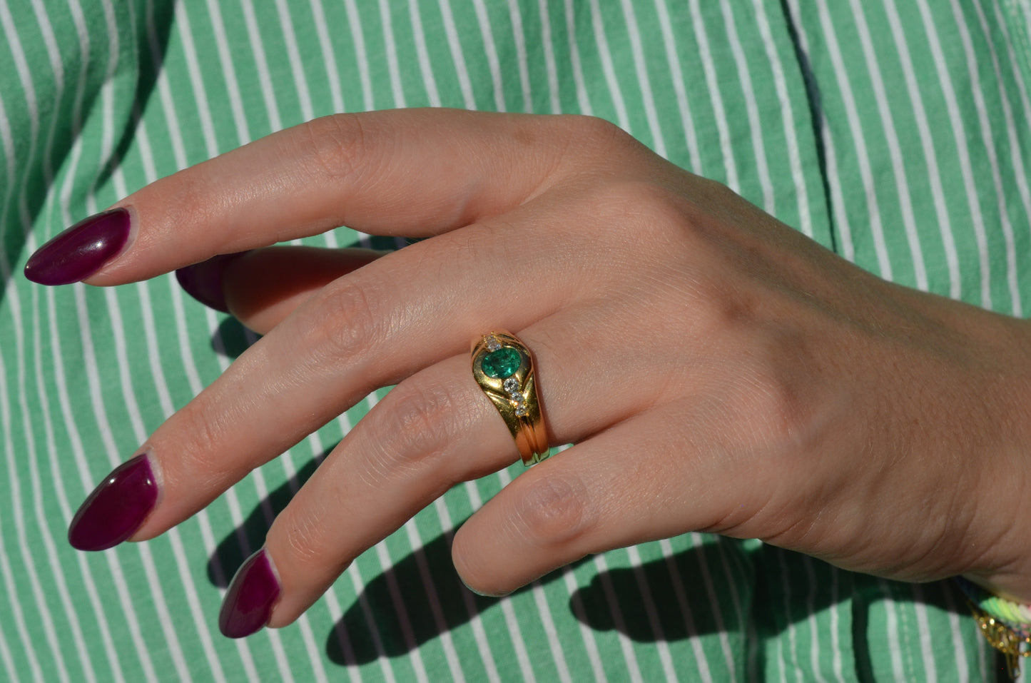 Heavy Glam French Emerald Ring