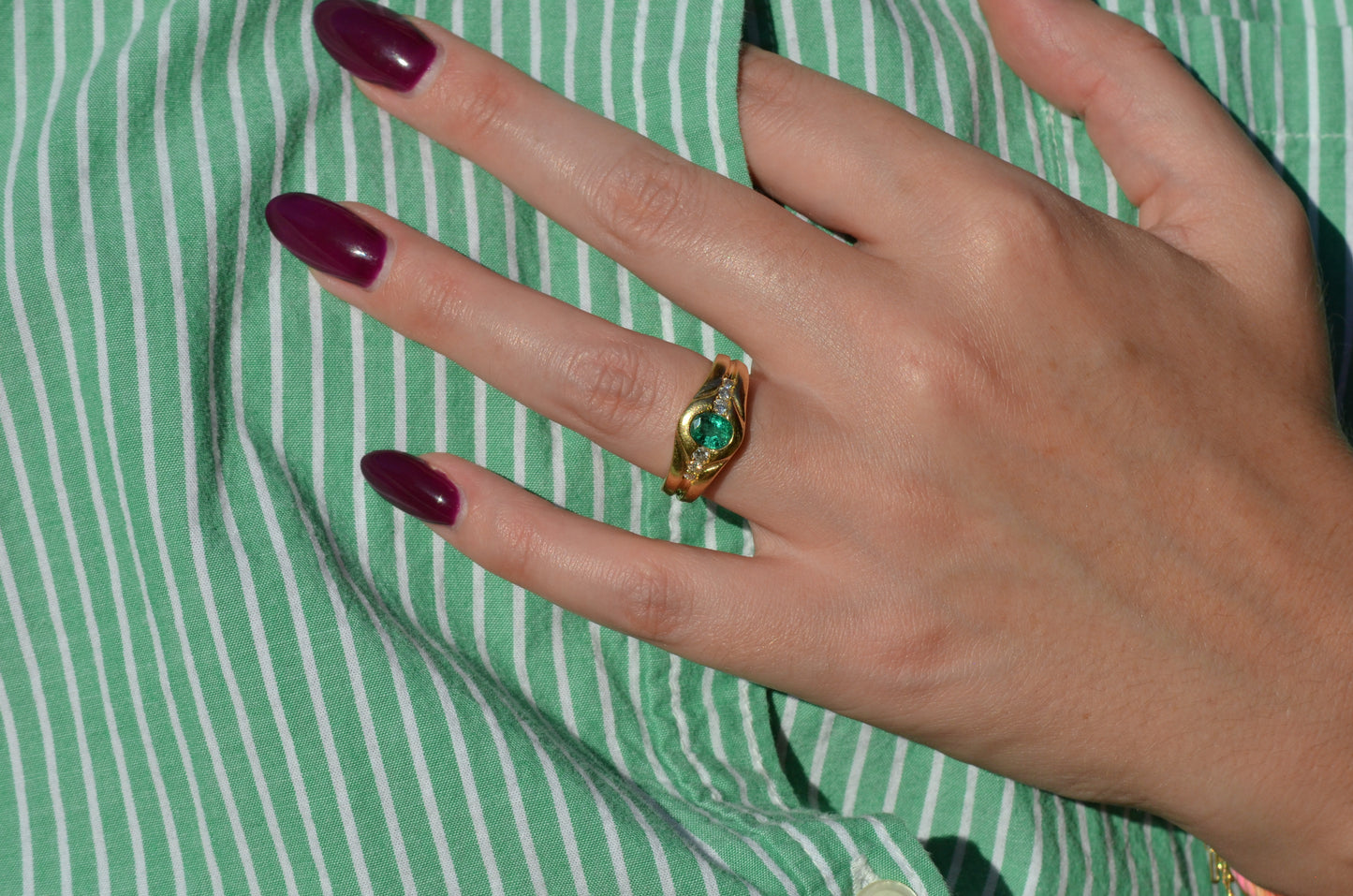 Heavy Glam French Emerald Ring
