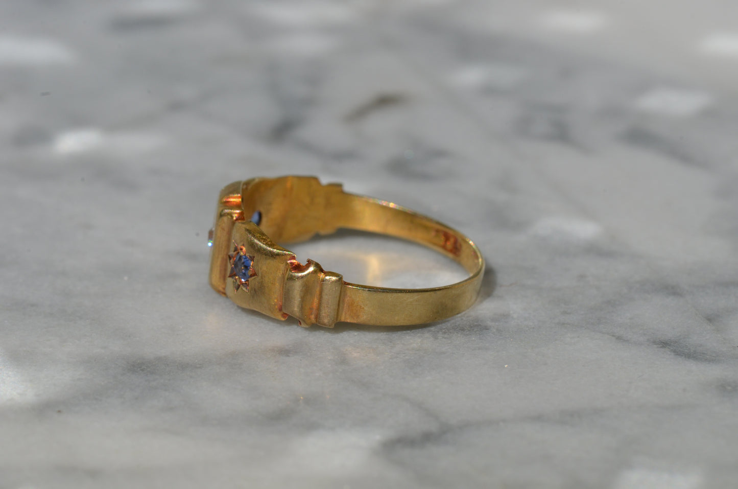 Warm Antique Sapphire and Diamond Panel Trilogy