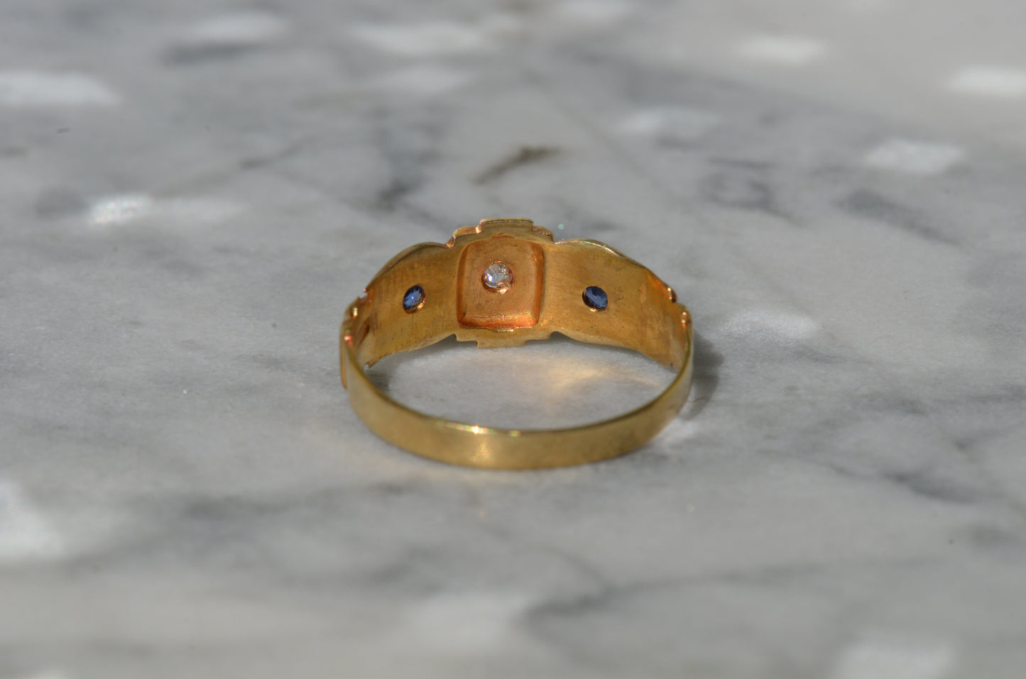 Warm Antique Sapphire and Diamond Panel Trilogy