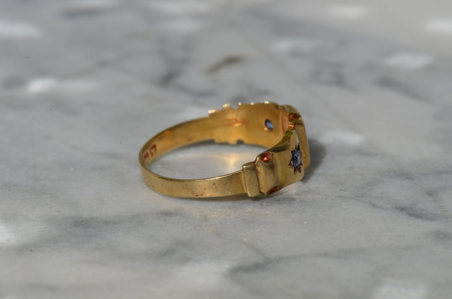 Warm Antique Sapphire and Diamond Panel Trilogy