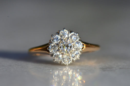 Scintillating Vintage Old Euro Cluster Ring