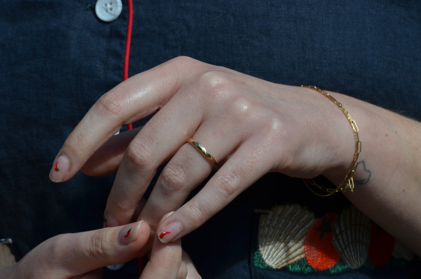 Vintage Faceted Gold Band