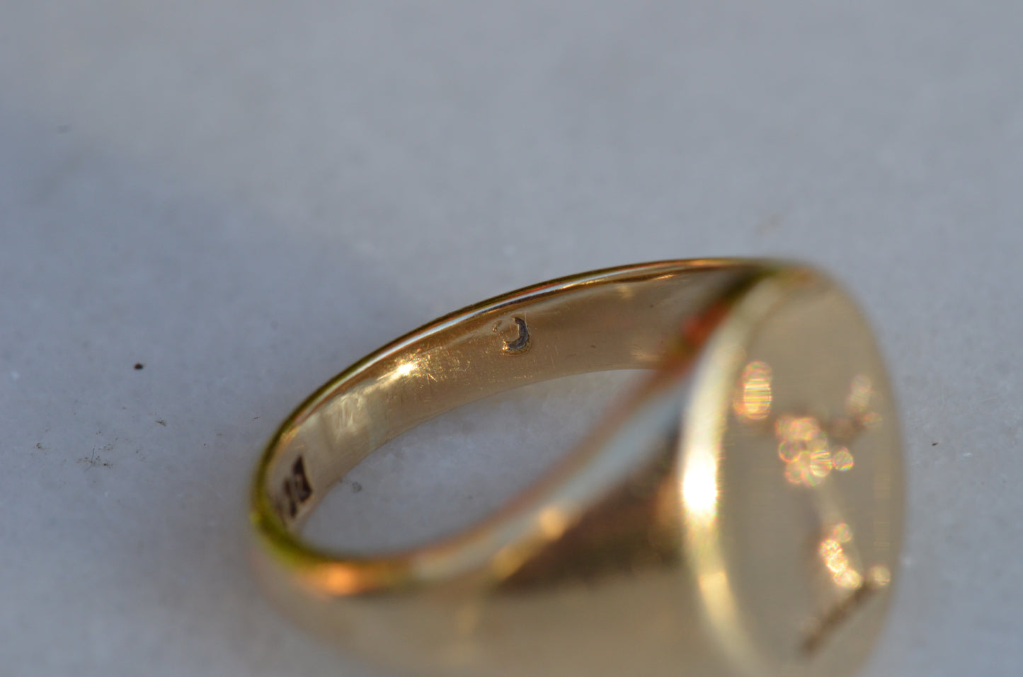 Heavy Midcentury Crest Signet Ring
