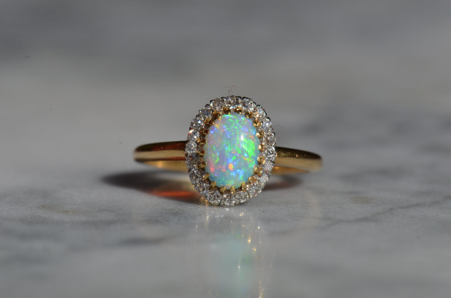 Dazzling Antique French Opal Halo