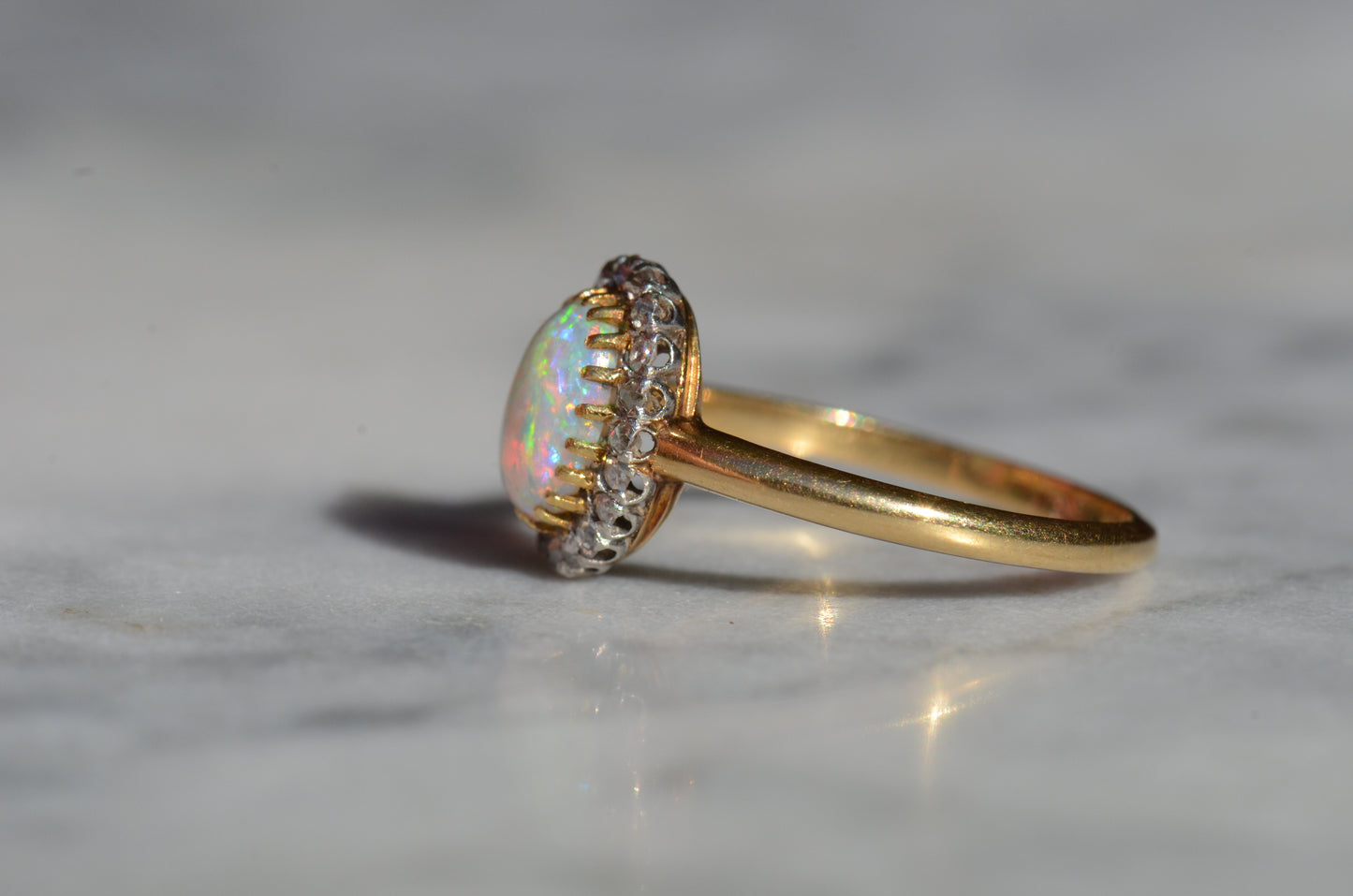 Dazzling Antique French Opal Halo
