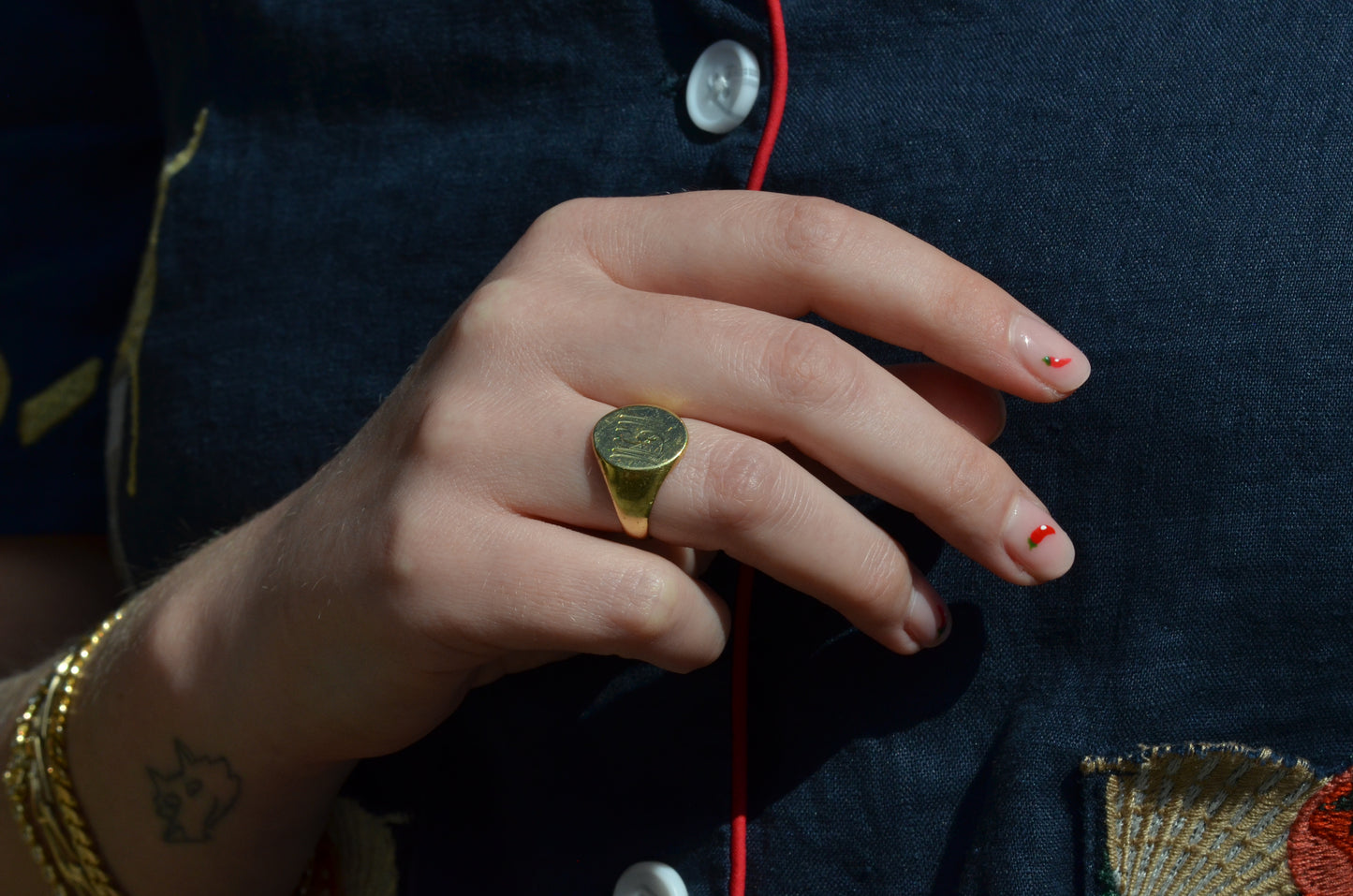 Heavy Midcentury Signet Ring MFM