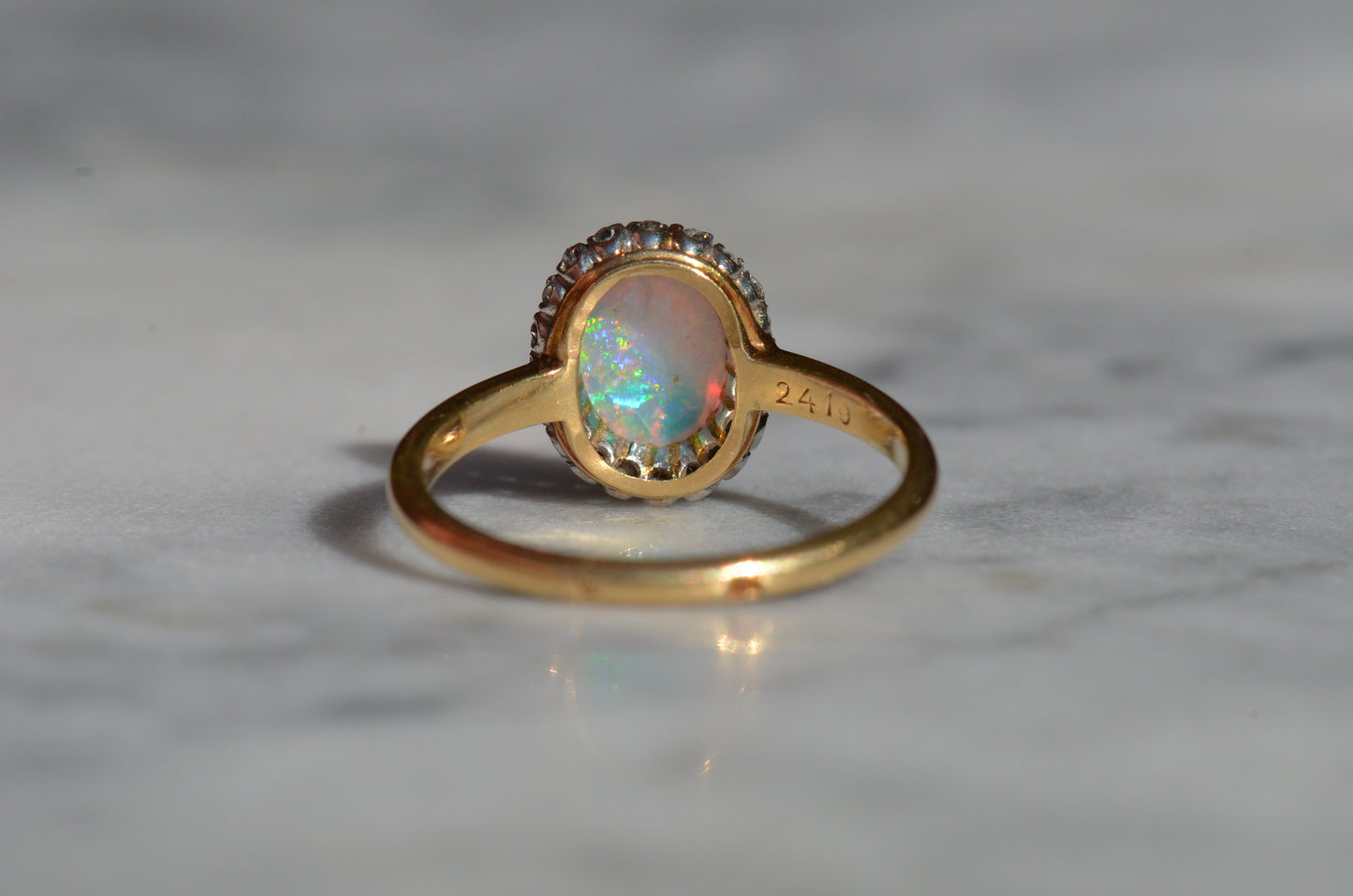 Dazzling Antique French Opal Halo