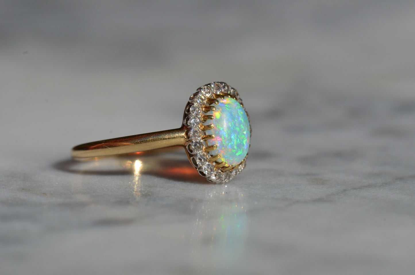 Dazzling Antique French Opal Halo