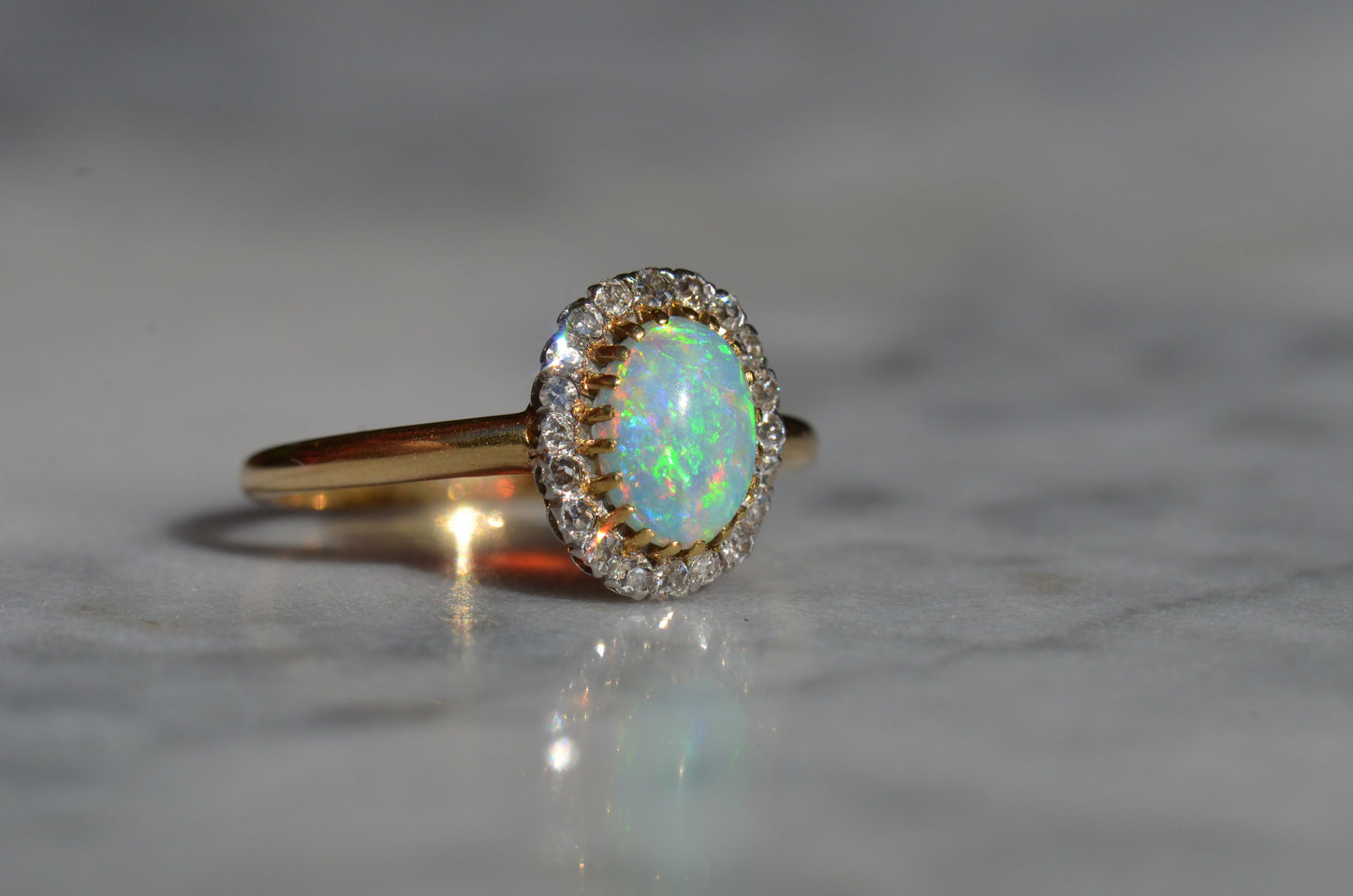 Dazzling Antique French Opal Halo