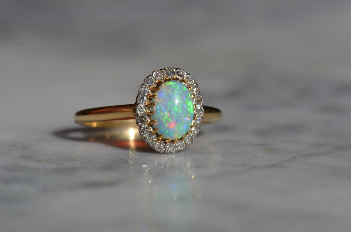 Dazzling Antique French Opal Halo