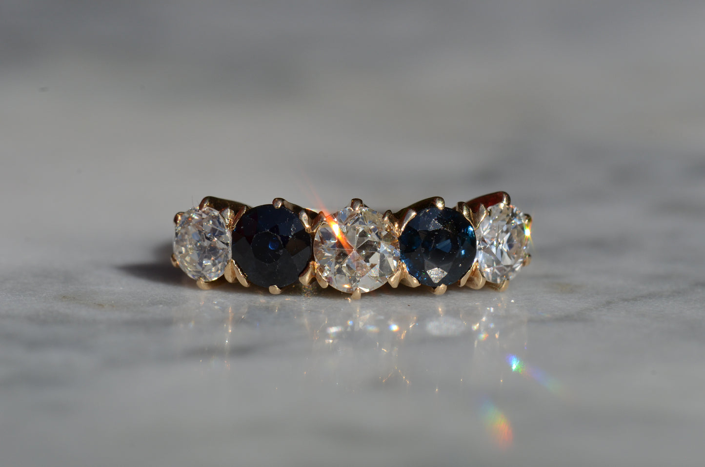 Dazzling Sapphire and Diamond Five Stone Band