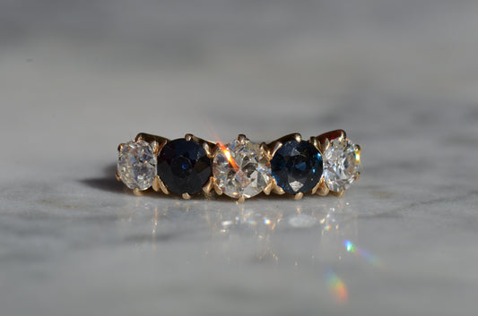 Dazzling Sapphire and Diamond Five Stone Band