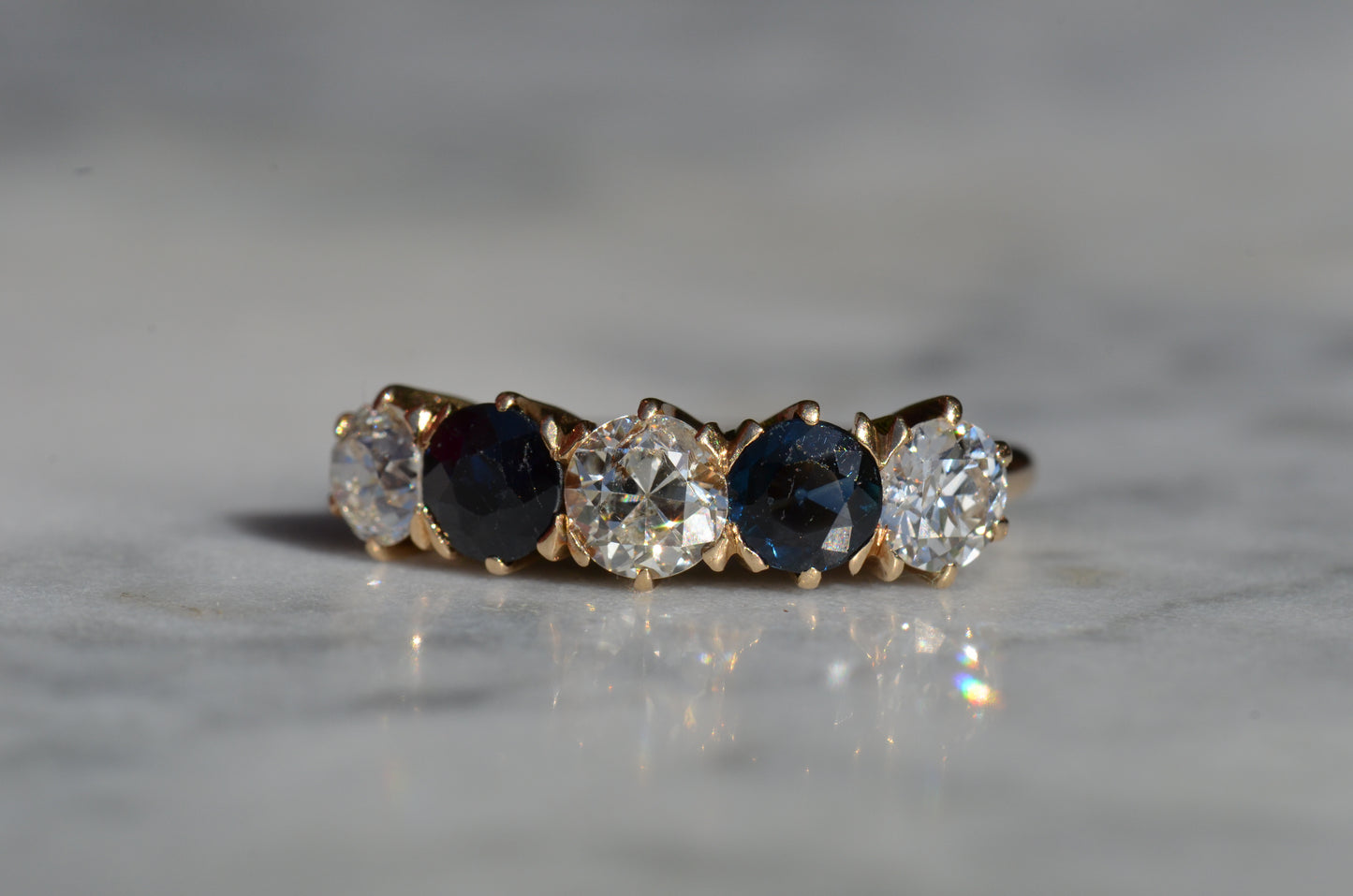 Dazzling Sapphire and Diamond Five Stone Band
