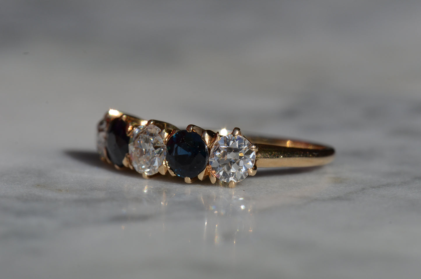 Dazzling Sapphire and Diamond Five Stone Band