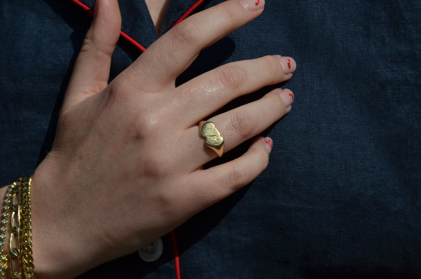 Tender Double Heart Signet