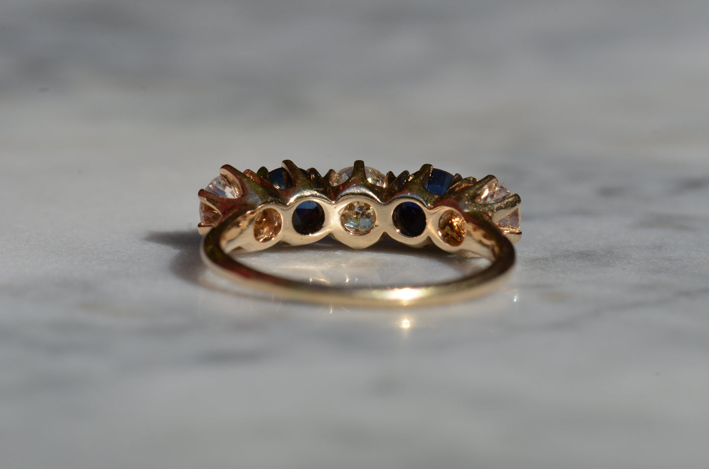 Dazzling Sapphire and Diamond Five Stone Band