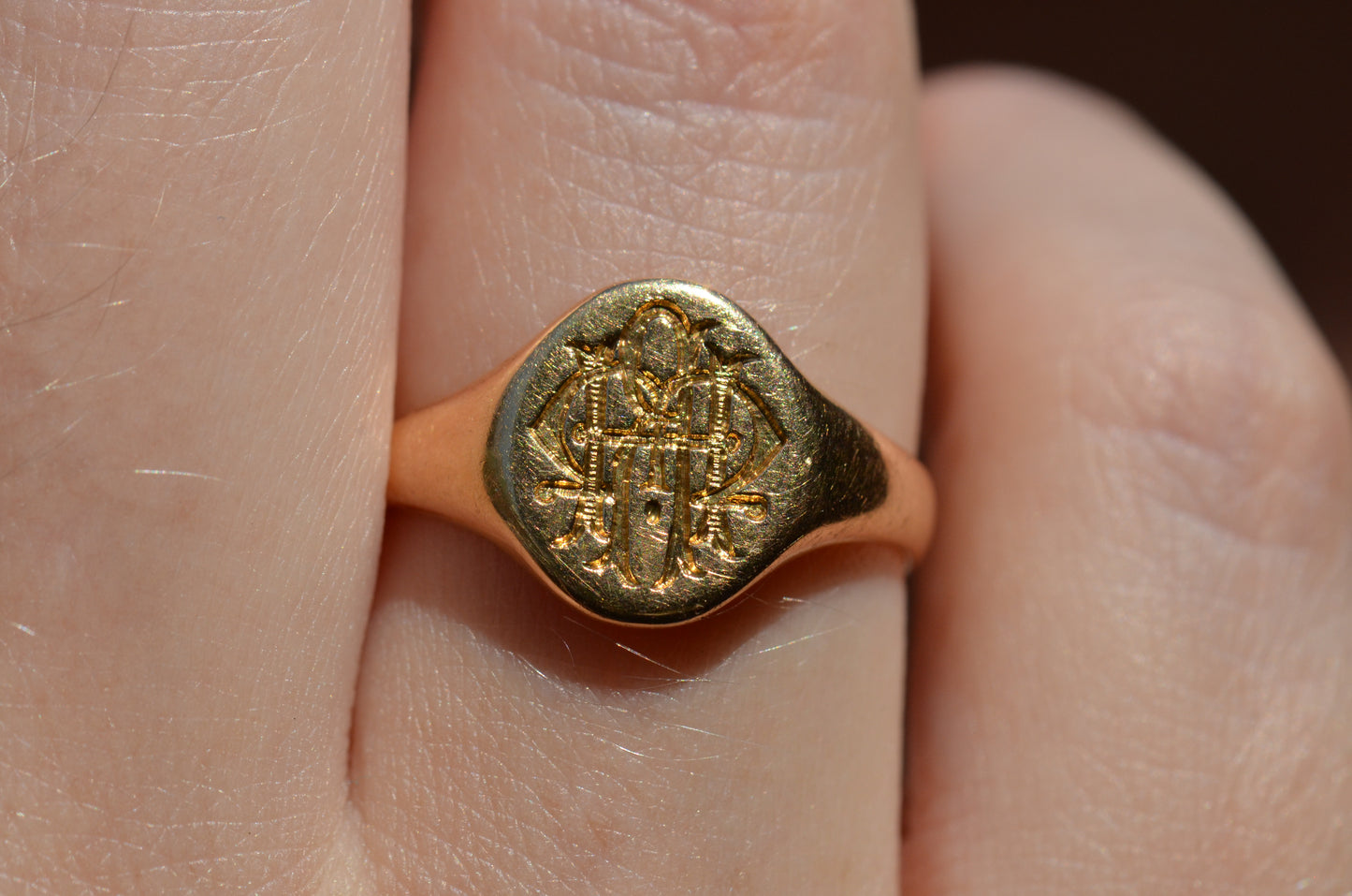 Fancy Antique Monogram Signet MRH