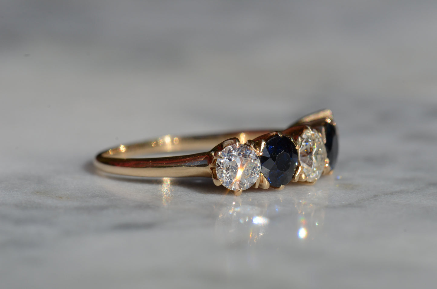 Dazzling Sapphire and Diamond Five Stone Band