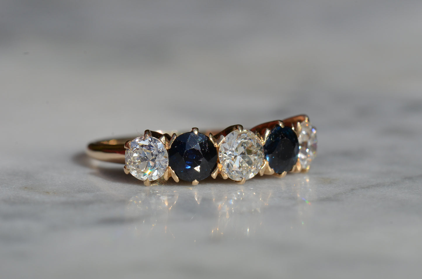 Dazzling Sapphire and Diamond Five Stone Band