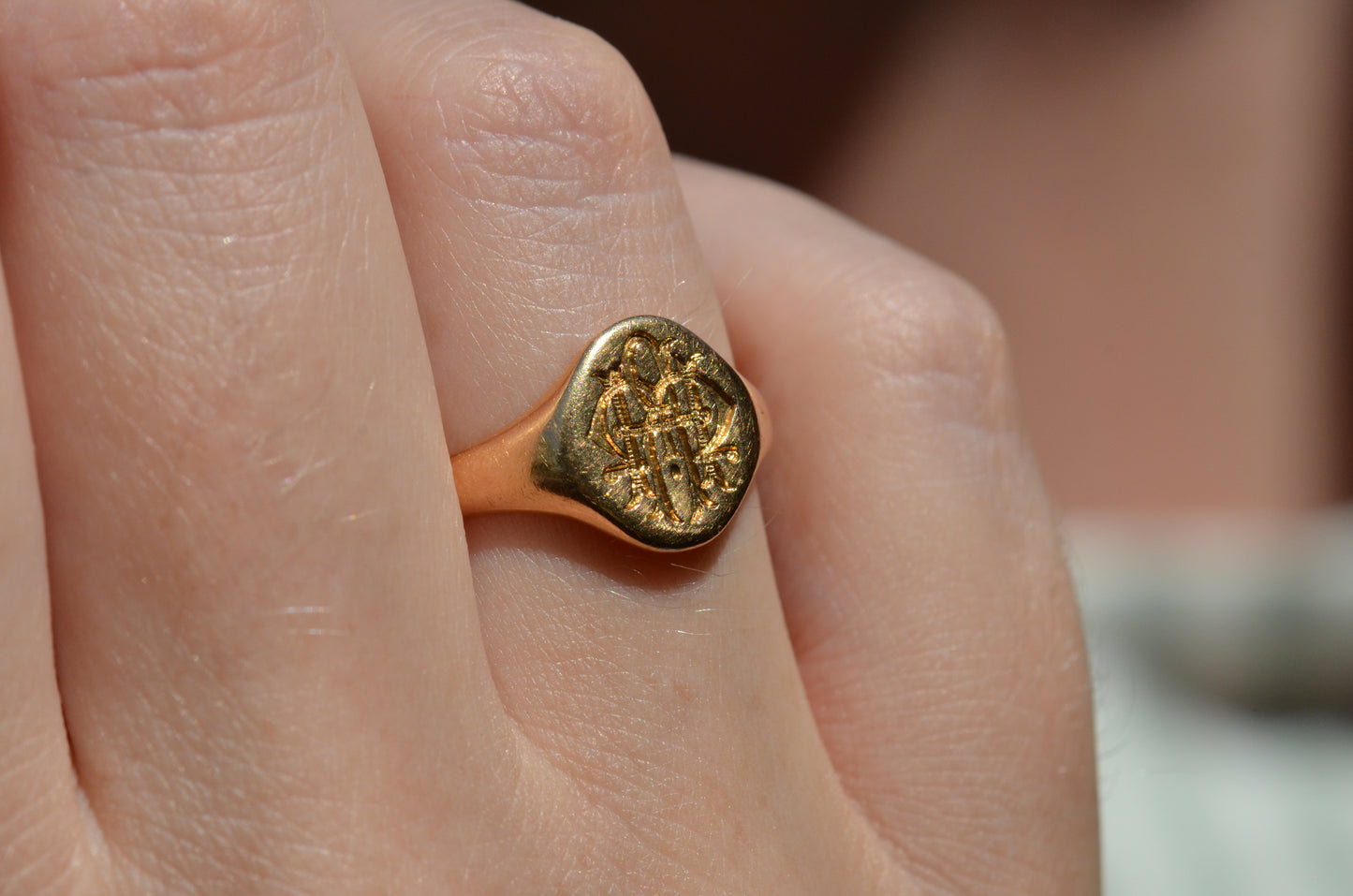 Fancy Antique Monogram Signet MRH
