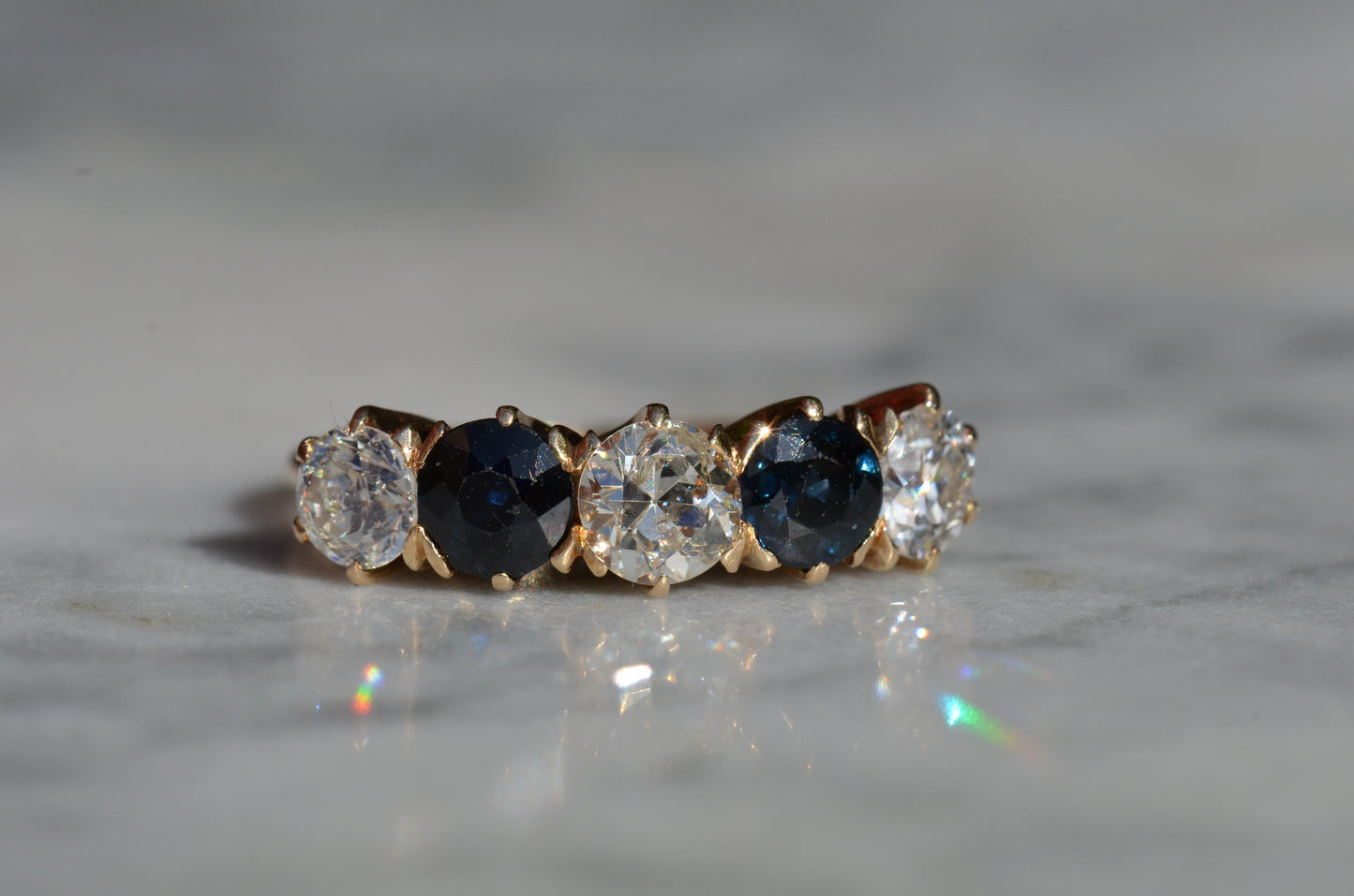 Dazzling Sapphire and Diamond Five Stone Band