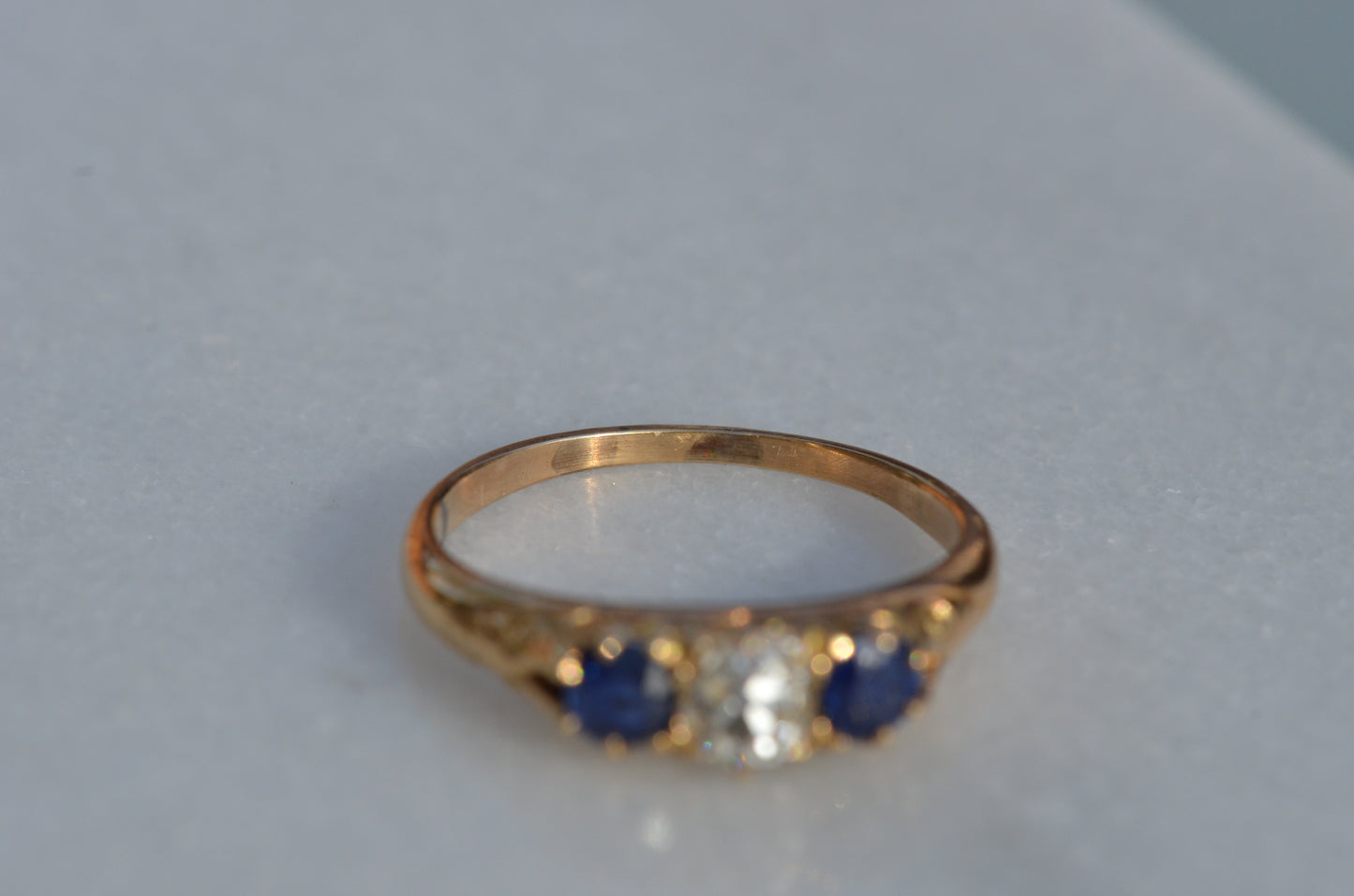 Dazzling Antique Sapphire and Diamond Trilogy Ring