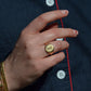 Heavy Midcentury Crest Signet Ring