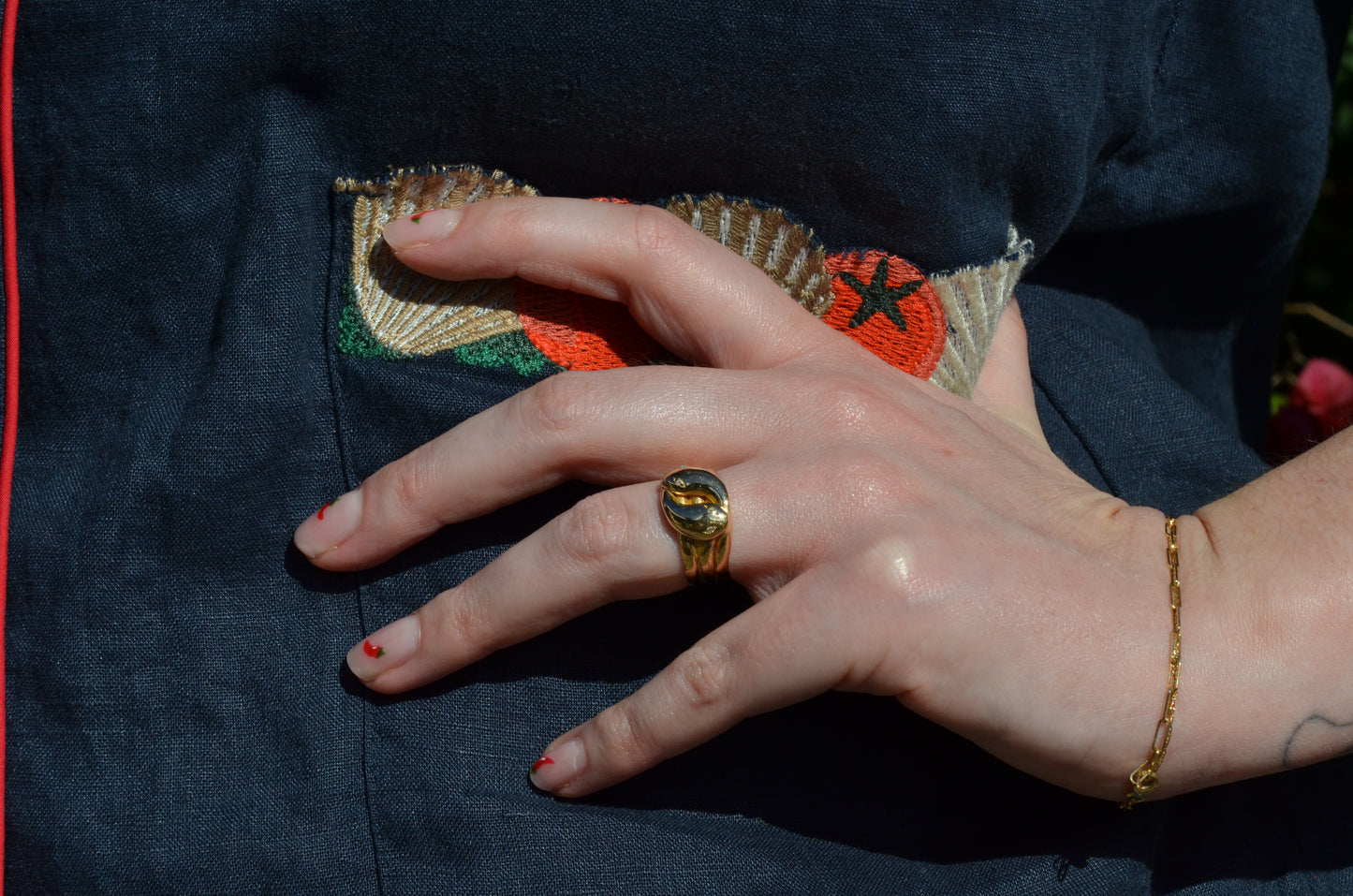 Chunky Antique Twin Snake Ring