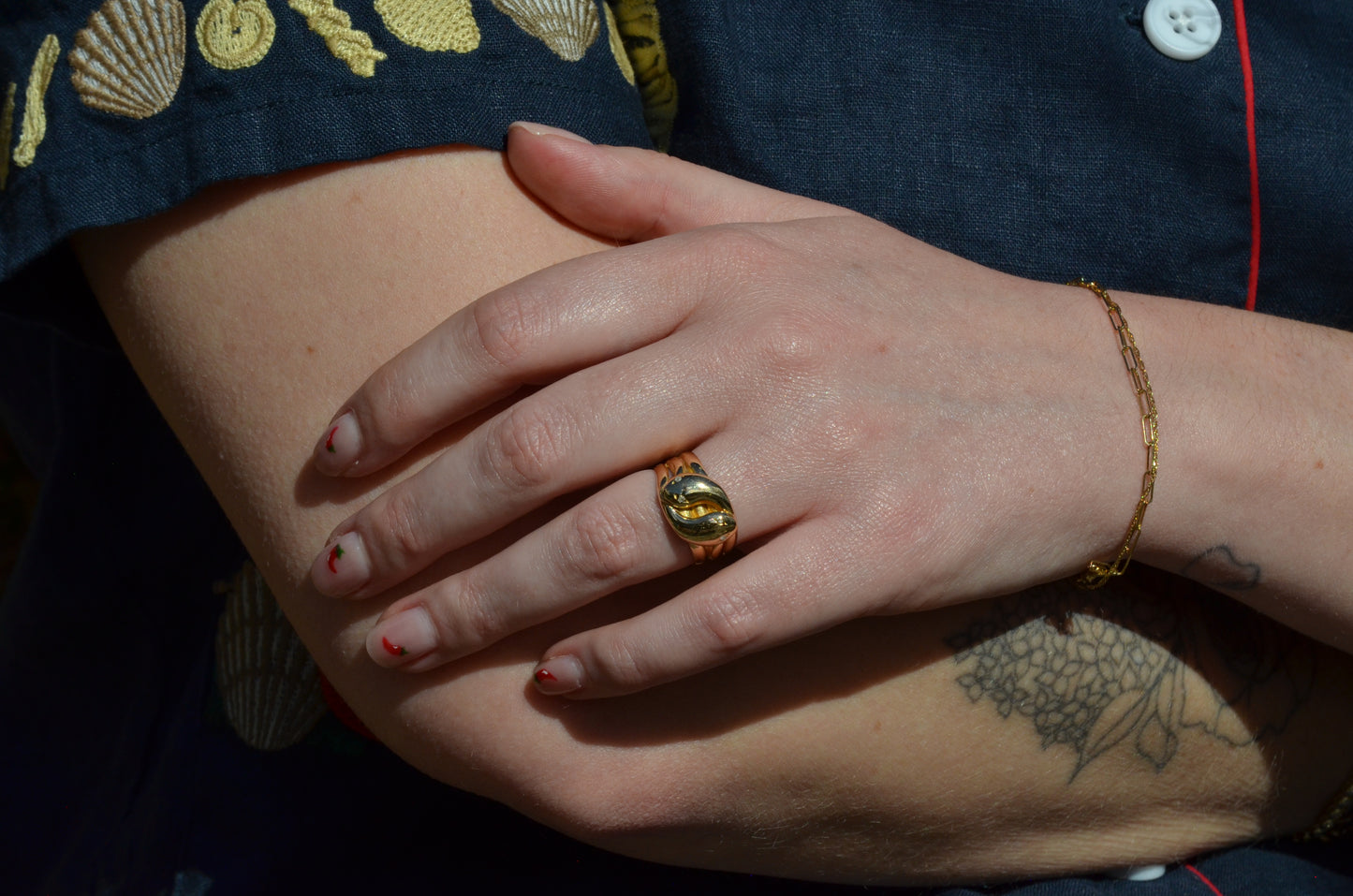 Chunky Antique Twin Snake Ring