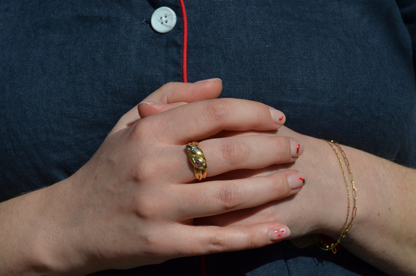 Romantic Victorian Twin Snakes Ring